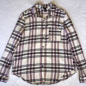 Button Down Flannel Black & Purple Forever 21